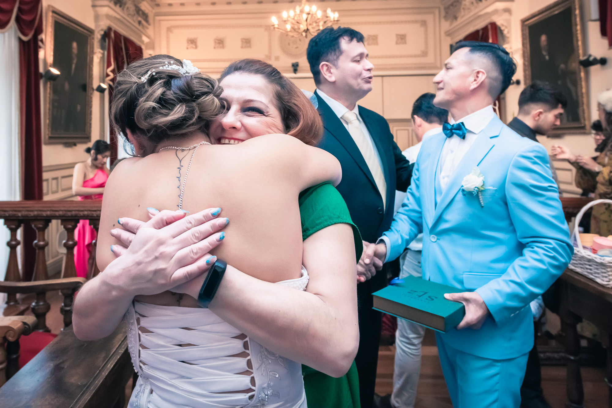 Candid Hug Wedding Guest Photography London