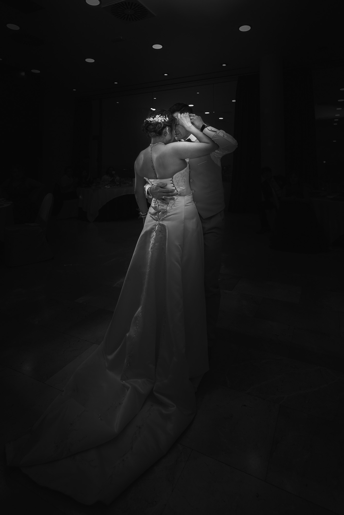 Artistic Black and White Wedding First Dance at the venue.